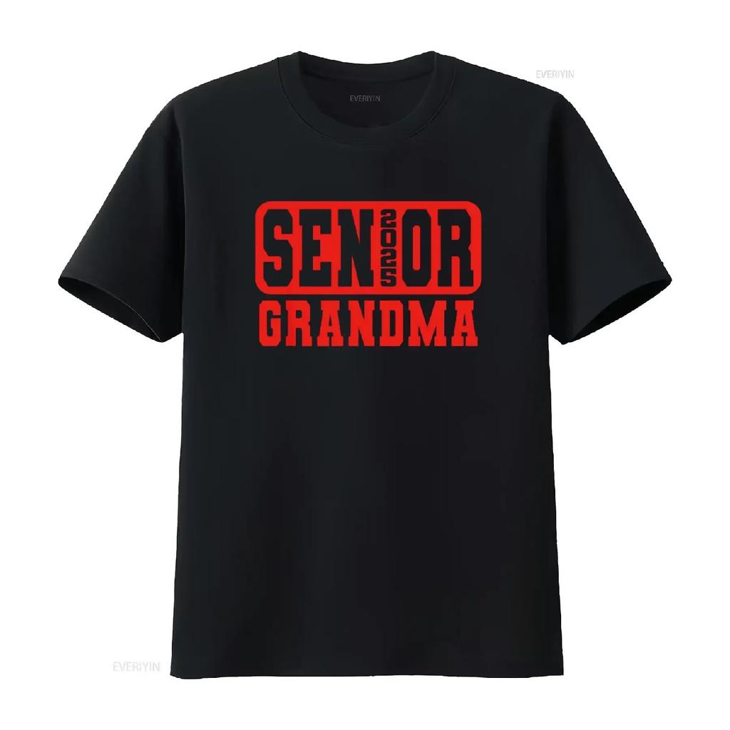 Class of 2025 Senior Grandma Red Text Matching Family T Shirt Vintage Washed Versatile Graphic Breathable Homme
