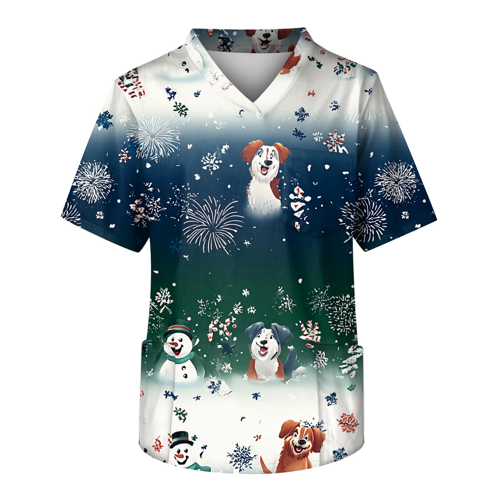 

Мужская рабочая блузка с короткими рукавами и v-образным вырезом с принтом, топ с нагрудным карманом XL белый