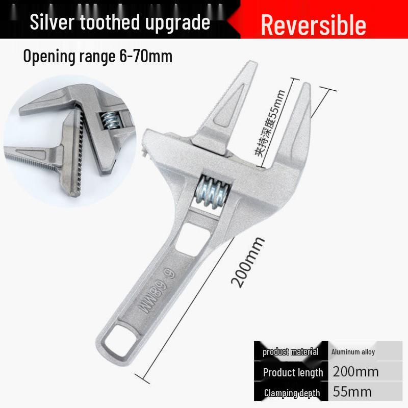 Multifunctional Short Handle Adjustable Bathroom Wrench for Drain Pipe and Air Conditioner Installation and Repair