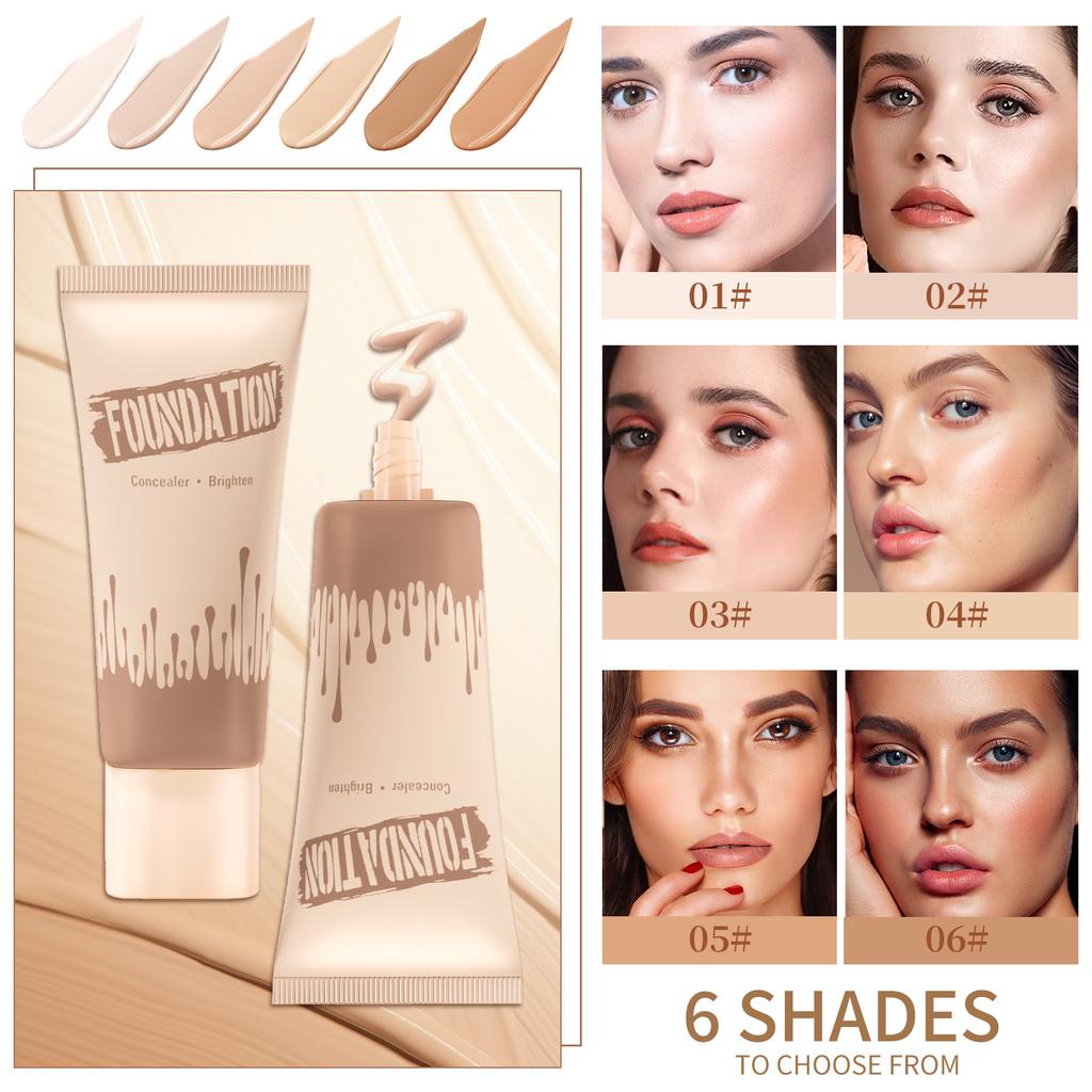 Full Coverage Foundation, Matte Finish Oil-control Liquid Foundation, Covering Blemishes and Dark Spot, Concealer Cream
