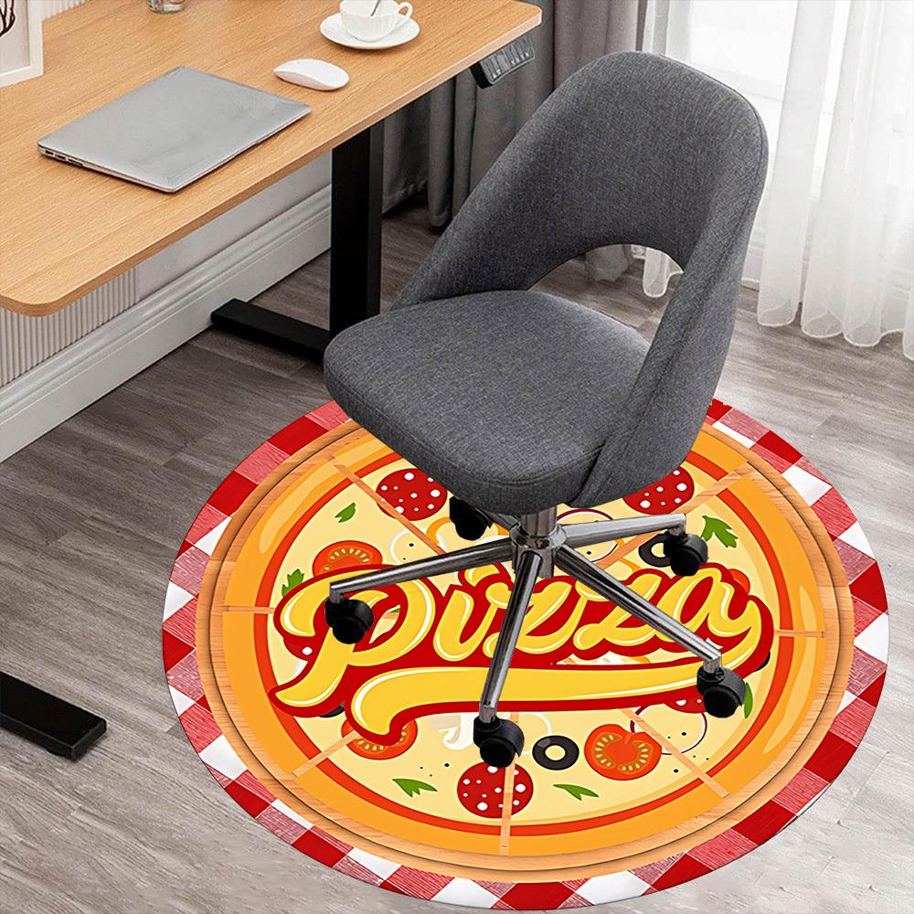1pc Pizza Round Chair mat Area Rug - Non-Slip, Floor Mat for Office, Bedroom, and Indoor Decor c1125069
