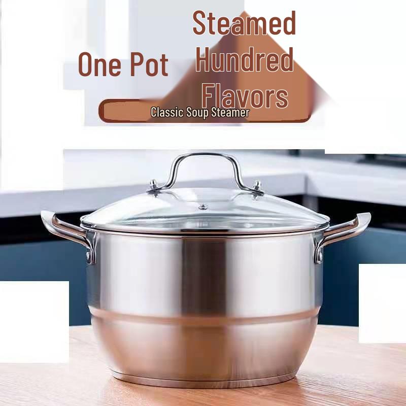 Versatile Stainless Steel Pot: Steamer, Soup, and Stew Pot for Gas and Induction Stoves