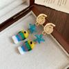 Conch Octopus Starfish Colored Glaze Starfish Earrings Personality Star Dangle Earrings  Vacation