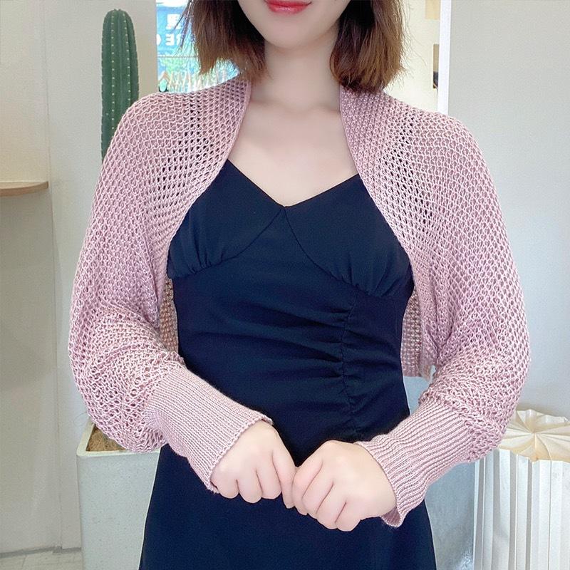 Schal Sommer High End Langarm Dünner Strick-Hoodie Lochstrick Damen Kleiner Schal Oberteil