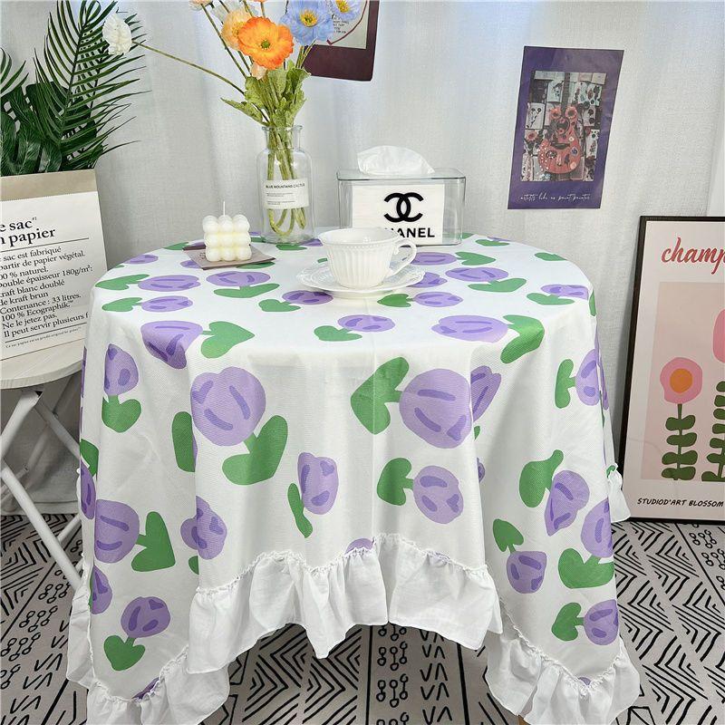 Spitze Runder Tischdecke Floraler Pastoraler Stil Picknick Party Dekorationstuch Ins Schmutzabweisend Antifouling Matte Süß