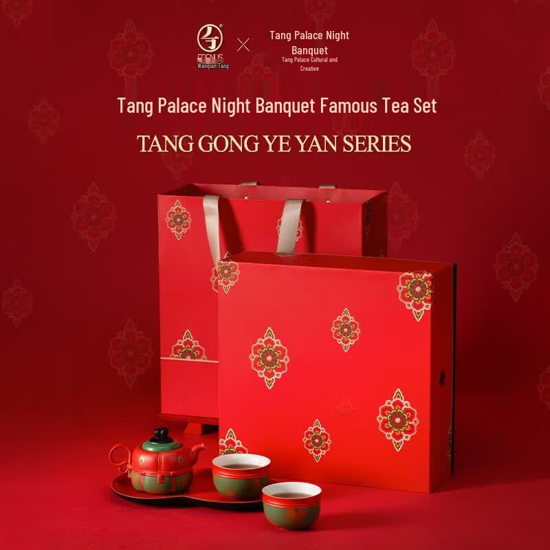Edenus Ceramic Gongfu Tea Set with Tea Tray Tang Palace Glaze