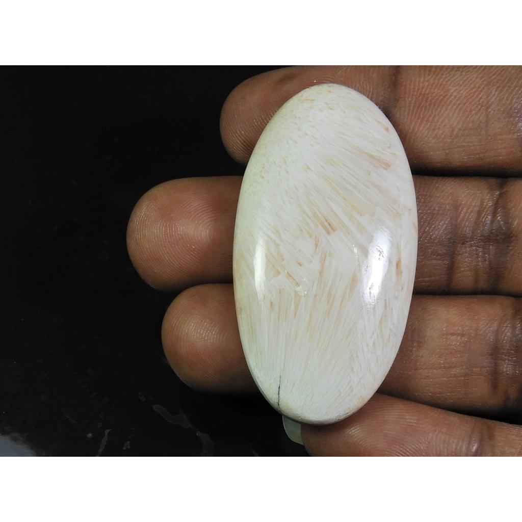 75Cts. Natural Scolecite Oval Cabochon Designer Loose Gemstone 26X48X08 MM ET-210