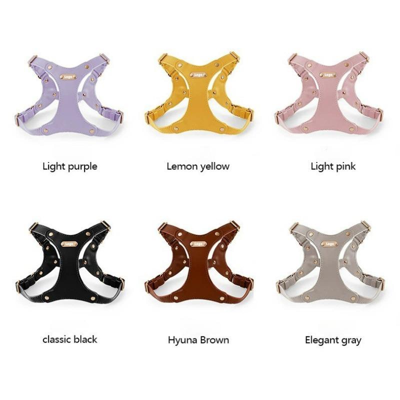 Loudik Soft Leather Dog Chest Strap Pet Leash Set Walking Leash Puppy Strap Small and Medium Dog Out Accessories Wholesale