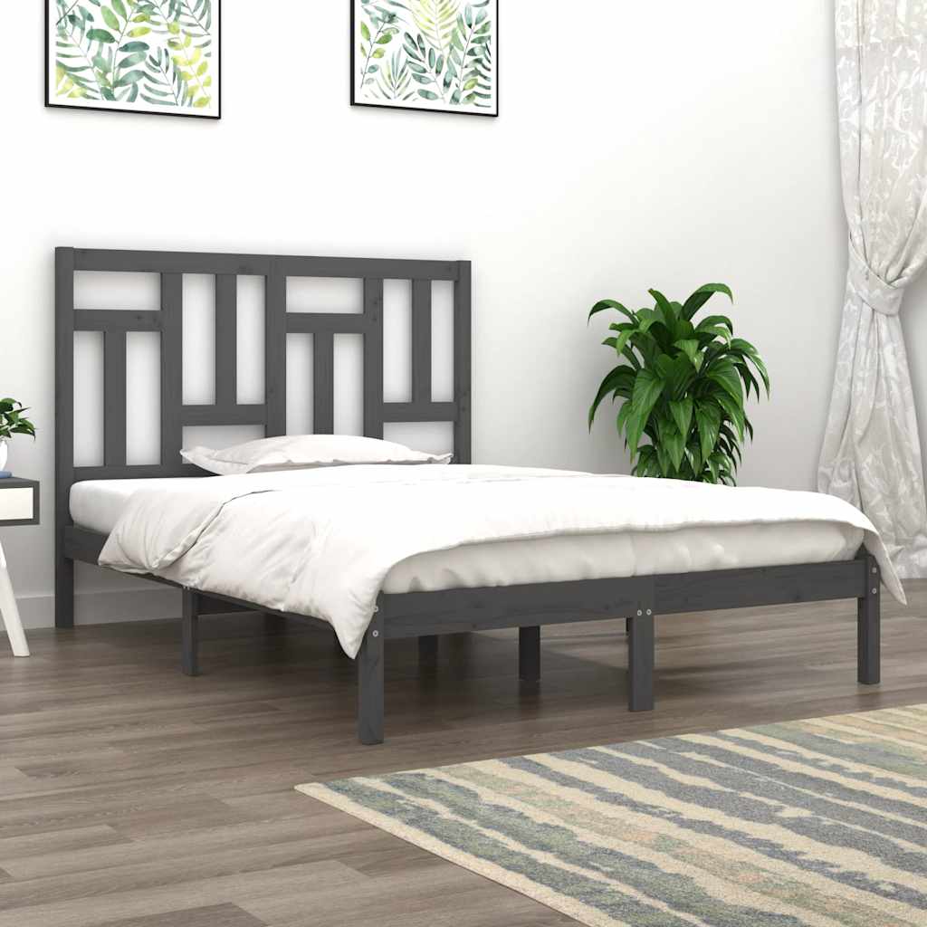 Solid Wood Bed Grey Pine 200x200 cm