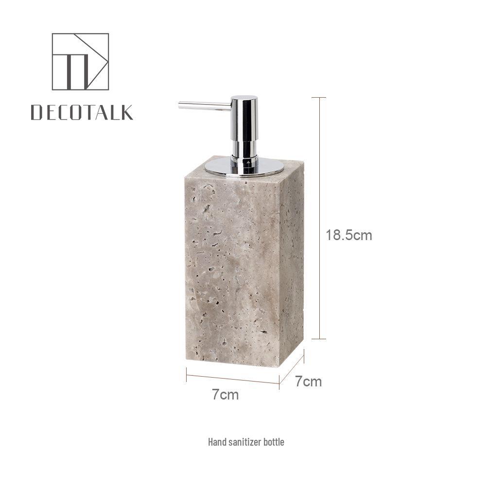 Set da Bagno Travertino Grigio Argento Wabi-Sabi: Vassoio e Decorazione per Lavabo.