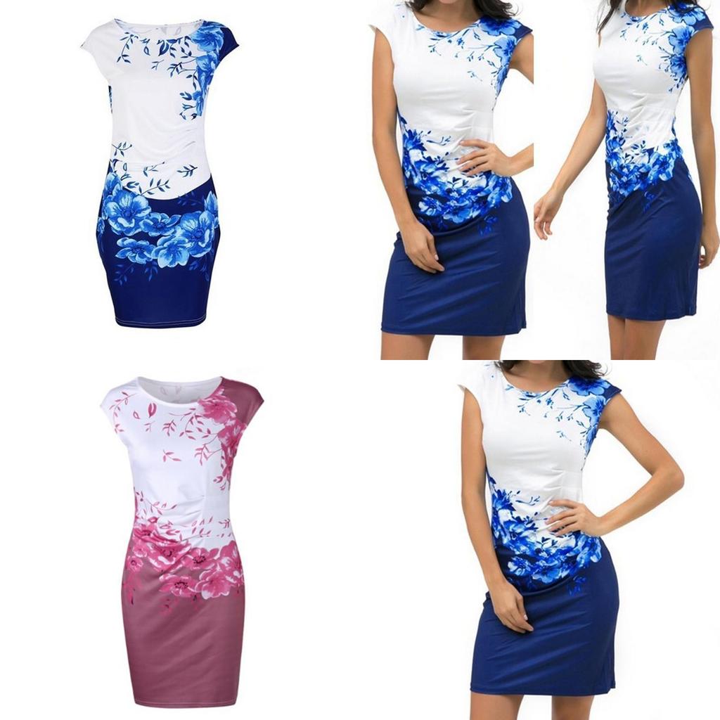 Sleeveless Dress Womens Slim Fit Mini Dress Party Dress Evening Floral Printed
