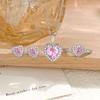 Heart-shaped Zircon Jewelry Set for Earrings, Rings and Necklace - Sweet and Fresh, Elegant Accessory for Women