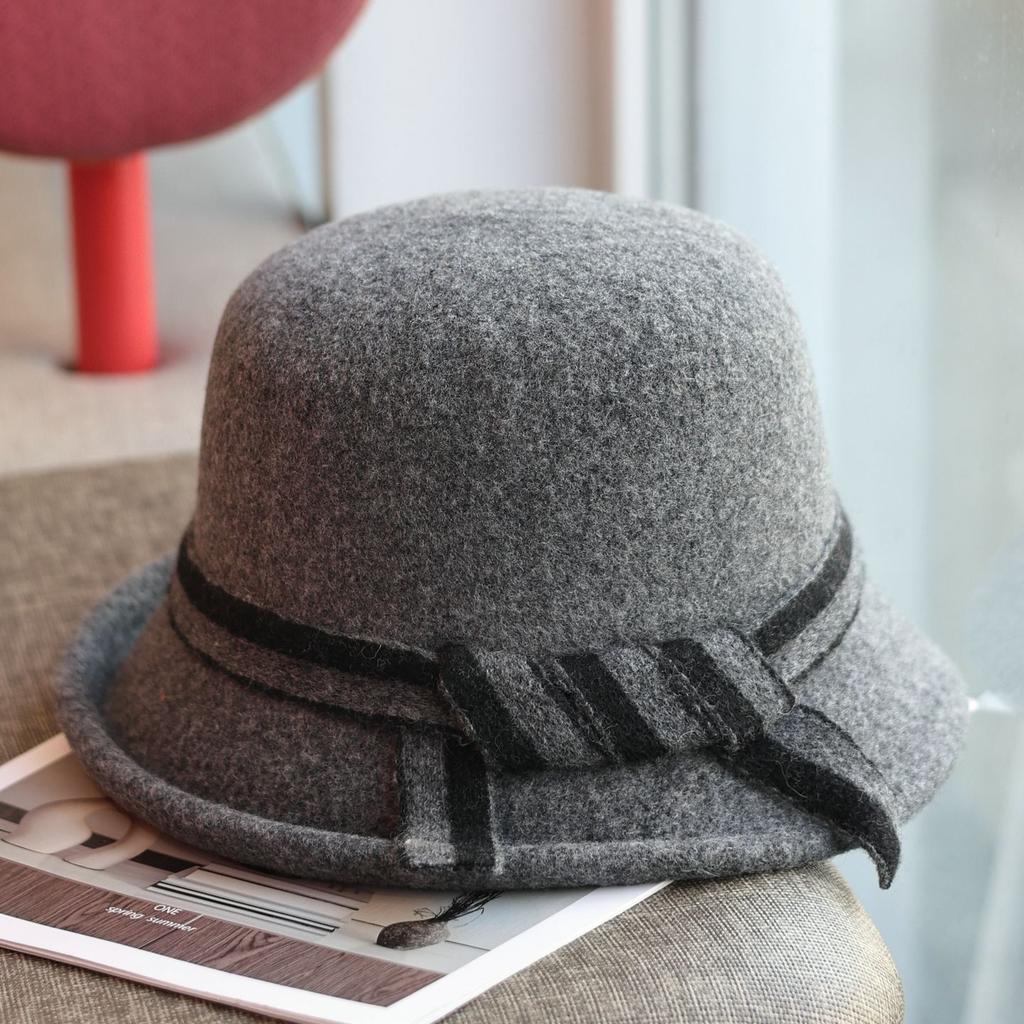 Autumn And Winter Woven 100% Wool Women'S Fisherman Hat, Japanese Versatile And Western-Style Retro Upturned Edge Top Hat