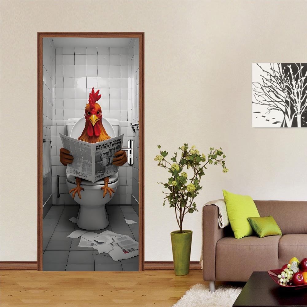 Fantastic Animal Self-Adhesive Wallpaper, Bedroom Self-Dipping 3D Door Sticker, Advanced Waterproof Door Frame Sticker