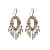 Fashionable Crystal Flower Tassel Earrings with Embedded Diamonds Women's Elegant Vintage Feel Holiday Style Jewelry