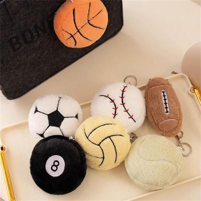 Ball-Shaped Football Rugby Billiards Basketball Volleyball Baseball Tennis Plush Doll Mascot Stuffed Toys Keychain Bag Pendants