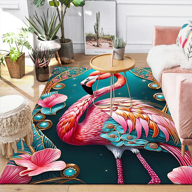 1pc Elegant Flamingo Print, Design Indoor Area Rug, Soft, Anti-Slip, and Durable Gaming Room Decor for Bedroom, Living Room, and Exercise Ru