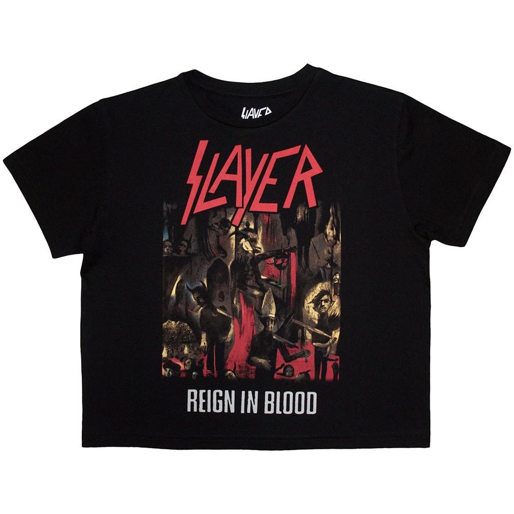 Slayer Ladies Crop Top: Reign In Blood (Black) (Medium) S