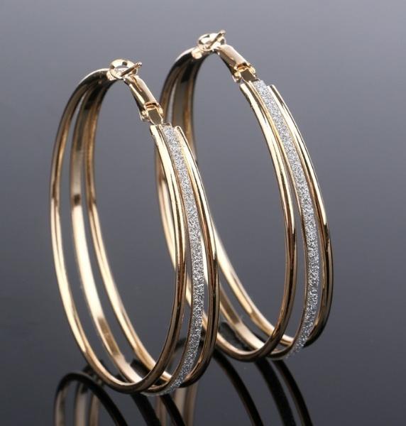 Fashion Round Gold Plated Copper Hoop Earrings For Women New Vintage Jewelry Wedding Anniversary Party Gifts Acessories