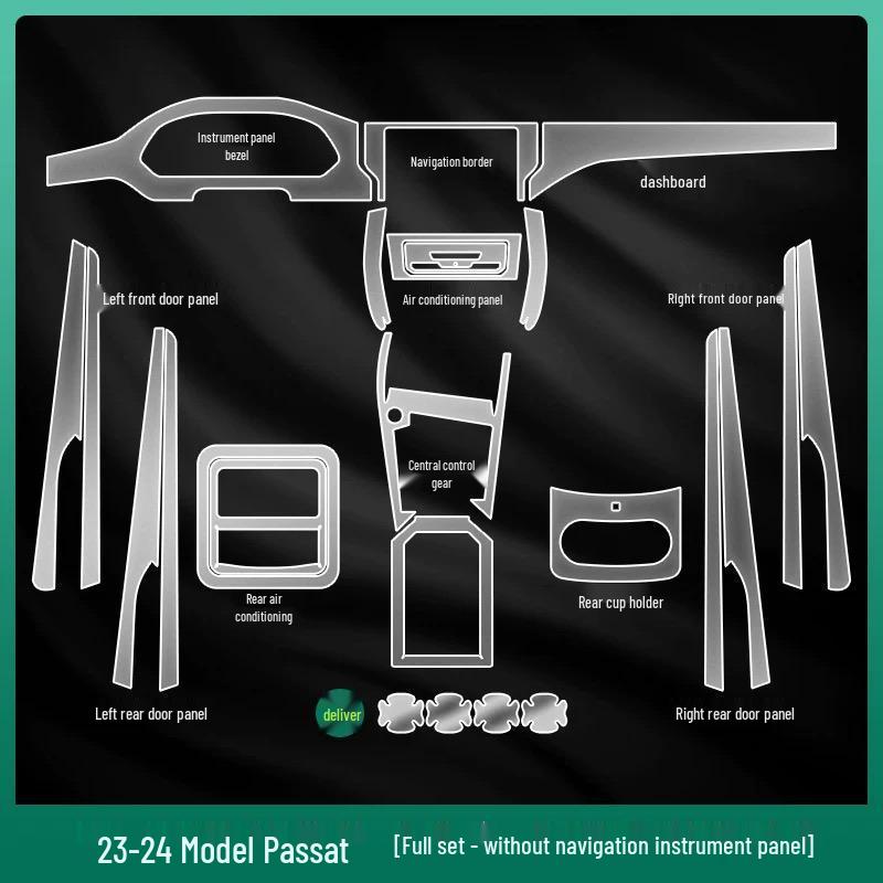 Volkswagen Passat PRO Interior Protective Film for 25 Models: Central Control, Navigation, Gear Shift, Car Decoration