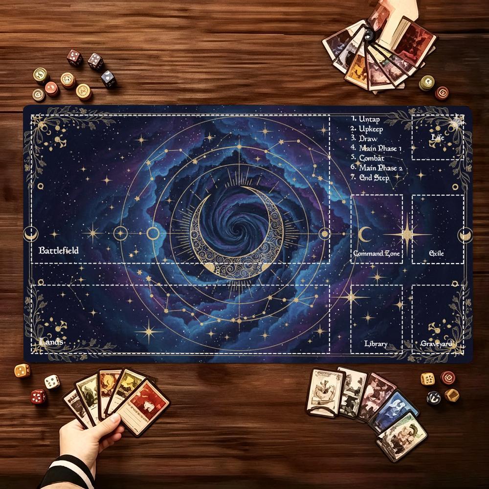 Cosmic Galaxy Swirl Art Large Game Playmat Non Slip Rubber Desk Mat For Card Gaming Laptop Keyboard Home Office Setup