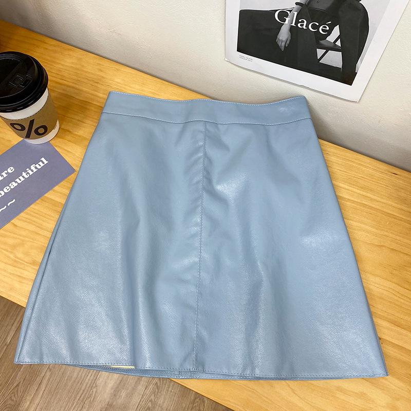 Damska Czarna Spódnica A-Line z Czarnej Skóry PU z Wysokim Stanem - Modelująca Sylwetkę, Podkreślająca Biodra, Krótka, Przeciwko Odkrywaniu, Idealna na Wiosnę i Jesień.