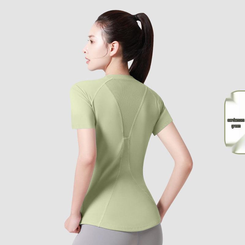 

Летняя женская спортивная футболка из сетки быстросохнущая свободного кроя - с коротким рукавом, дышащая, модная M