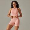 New Seamless Shock-Absorbing High Waisted And Hip Lifting Shorts Set, Sweat Absorbing, Fitness, Yoga Two-Piece Set For Women