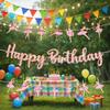 Paper Material Ballet Birthday Banner Pink Color Ballet Theme Set  Birthday Party