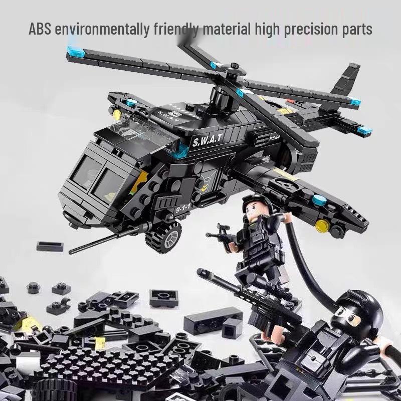 Chinese Police Building Block Bus - Educational Toy for Boys