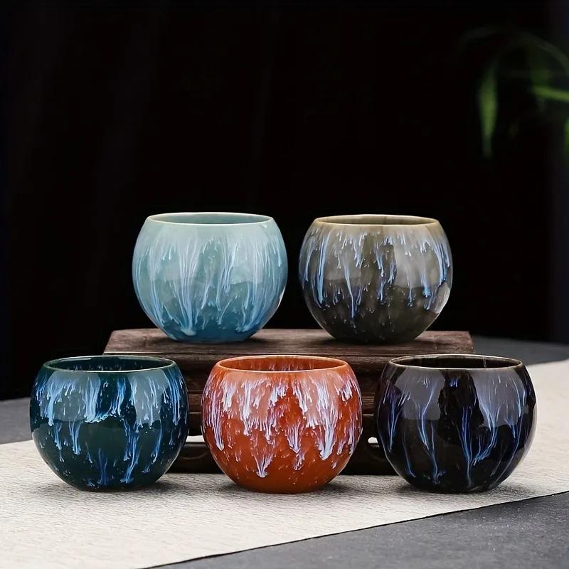 Ceramic Chinese Tea Cup Set Traditional Five Elements Master Cup High-End Kung Fu Tea Set Japanese Teacups With Present Box