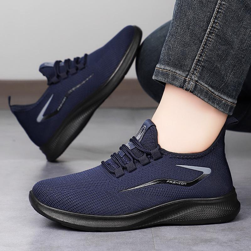 Shoes Men's Casual Shoes Large Size Flying Woven Mesh Shoes Breathable and Lightweight Men's Shoes Soft Sole Comfortable Single Shoes Light Mouth Shoe