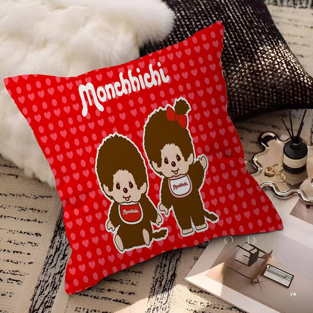 Anime M-Monchhichi Personalizovaný povlak na polštář Dětský pokoj Divoká párty Dekorace Povlak na polštář Dětské narozeniny Sprchový dárek