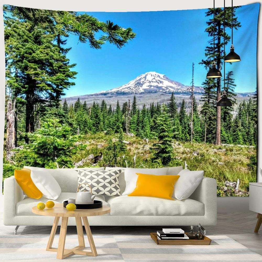 Mountain Sea Jungle Tapestry Wall Hanging Bohemian Nature Landscape Psychedelic Beautiful Home Decor Background Cloth
