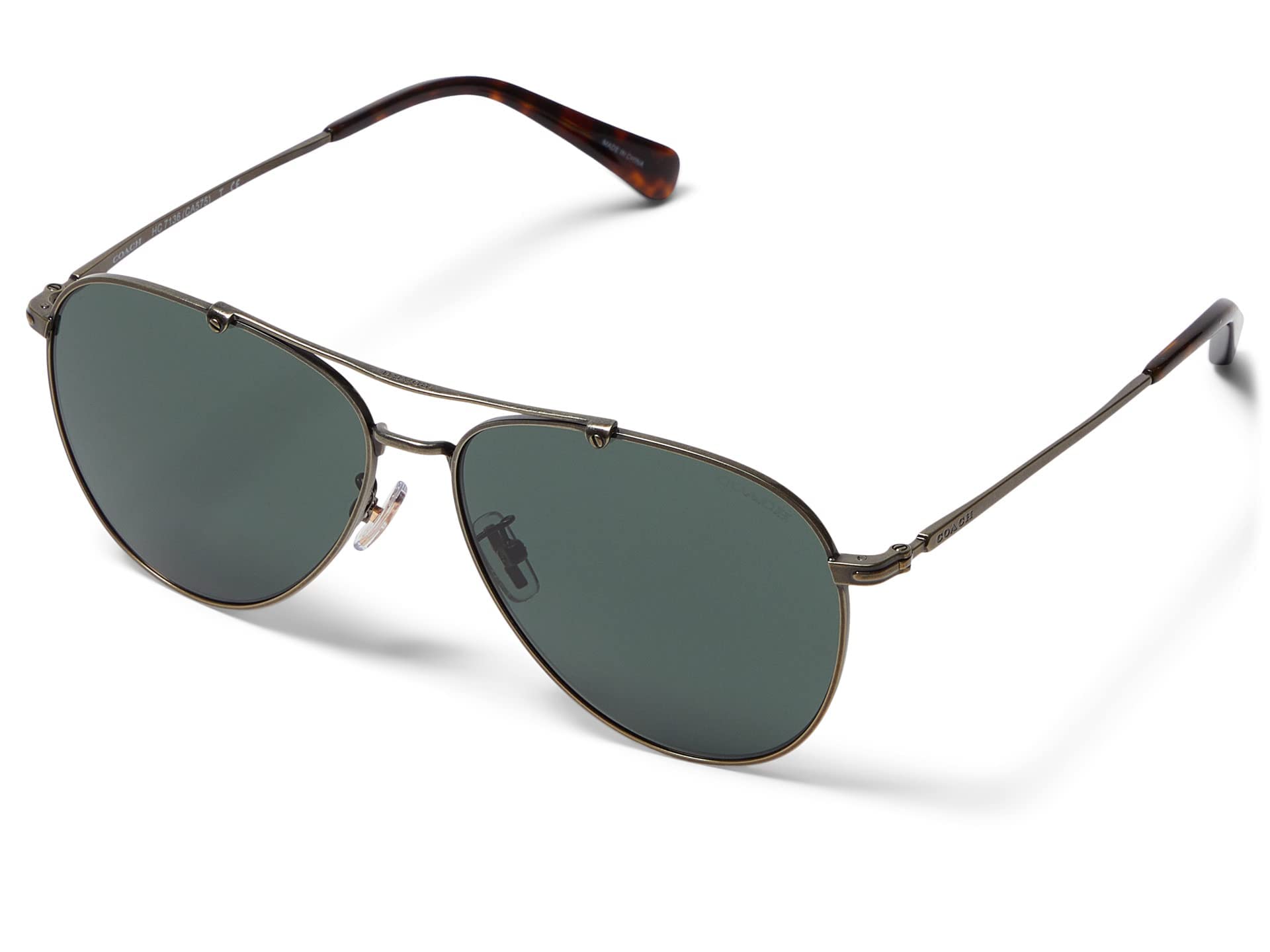 

Coach HC7136 Antique Green Lens 60 Sunglasses, Gold/Gray