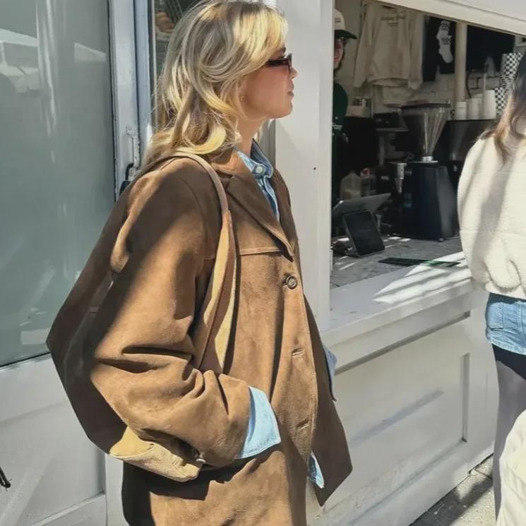 European and American Women's Retro Suede Jacket
