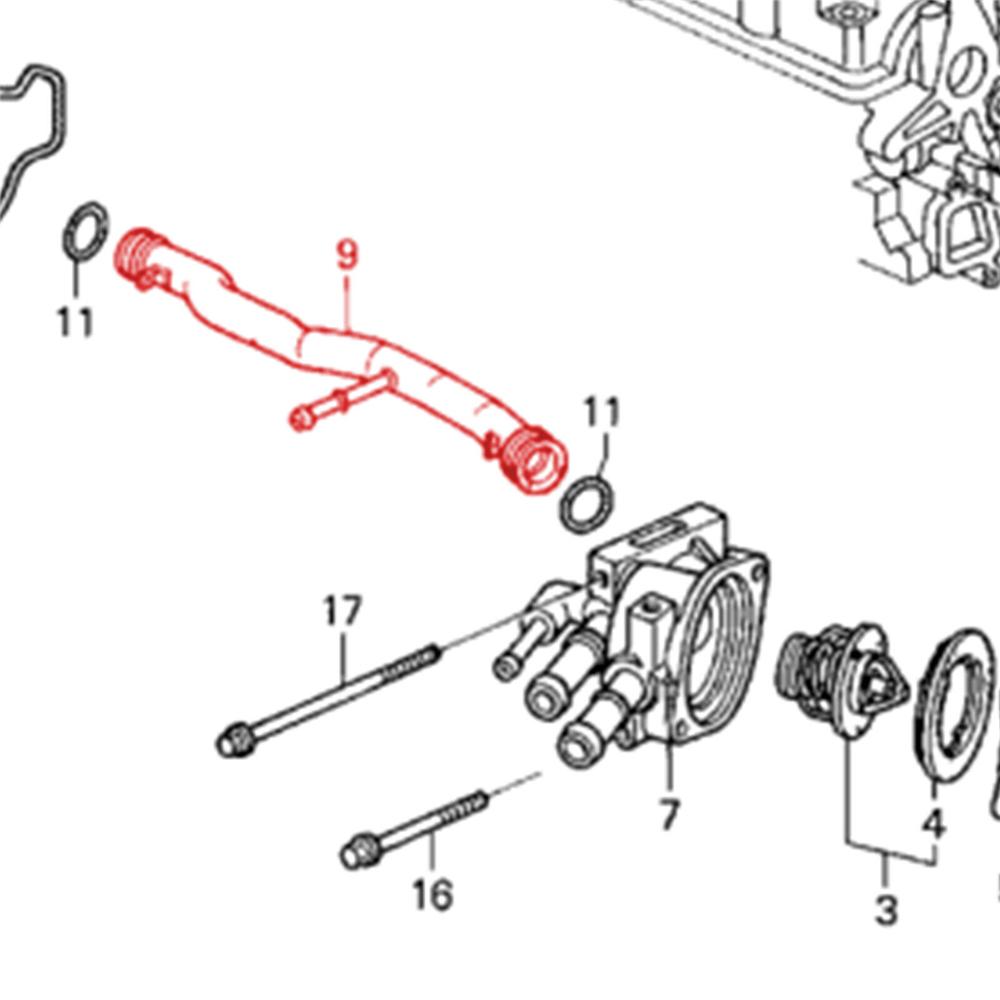 1pc Water Coolant Bypass Pipe w/ O-Rings For Honda Civic 96-00 D16Y5 D16Y7 D16Y8