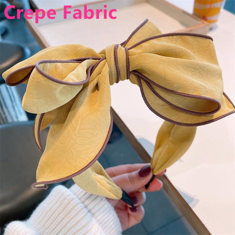 Multi Layered Big Bow Knot Headbands for Women Daily Party Headpiece Solid Crepe Cloth Adult Shopping Holiday Hairbands