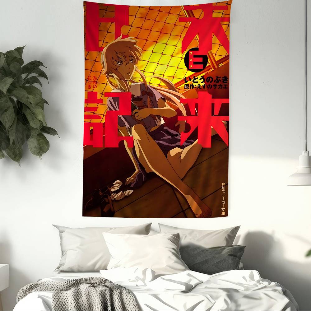 Anime Figure Mirai Nikki The Future Diary Anime Tapestry Hippie Flower Wall Carpets Dorm Decor Cheap Hippie Wall Hanging