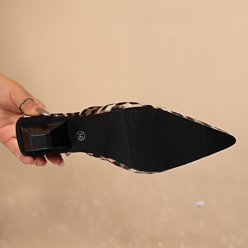 Spring Pointed Toe Women Slippers Mules Slipper Fashion Candy Color Ladies Elegant Dress Sandal Square Low Heel Slip on Slides