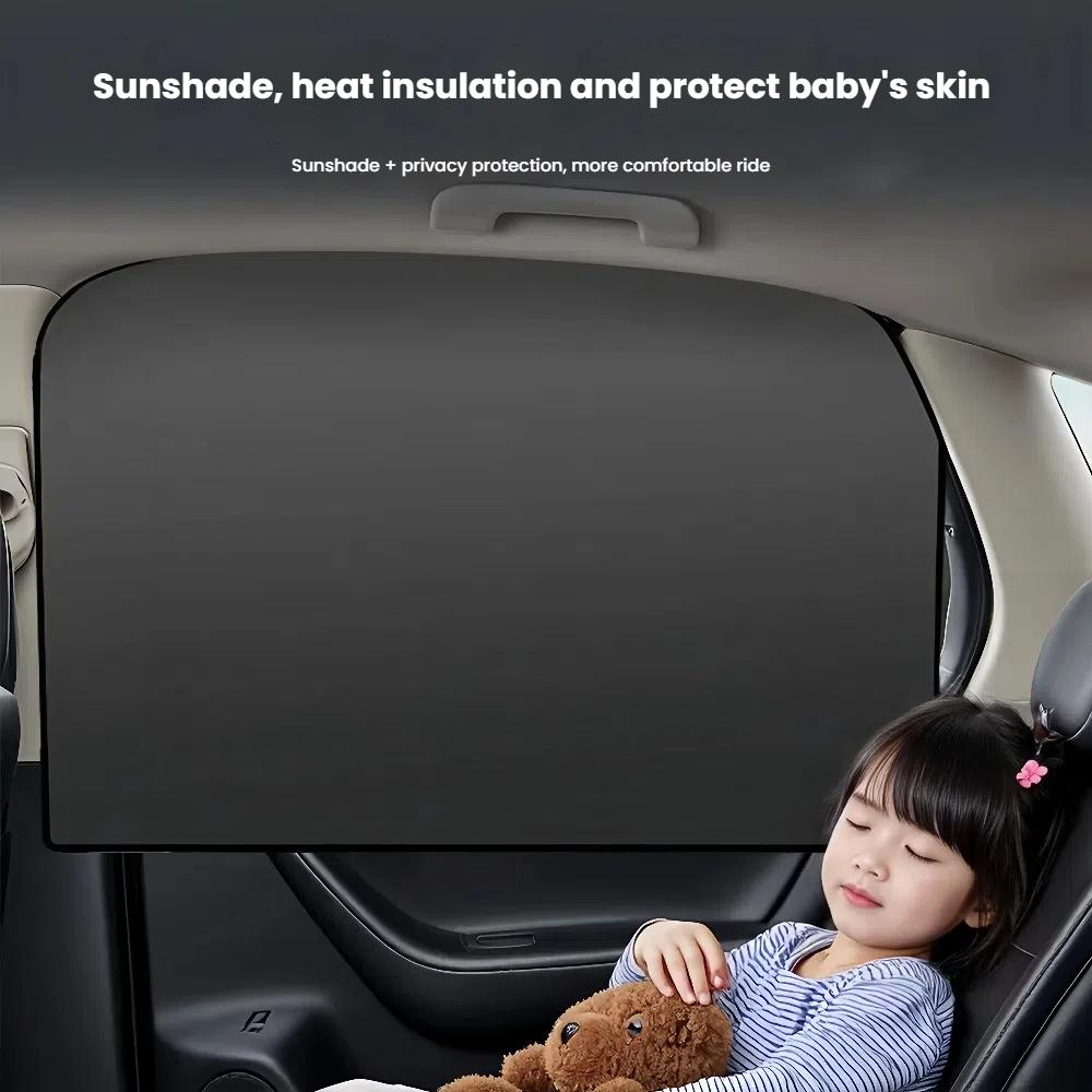 EasyClip Magnetic Car Sun Shades - No Adhesive UV Blinds for Front & Rear Windows | 98% UV Block, Reusable Foldable Shade for SUV/Sedan