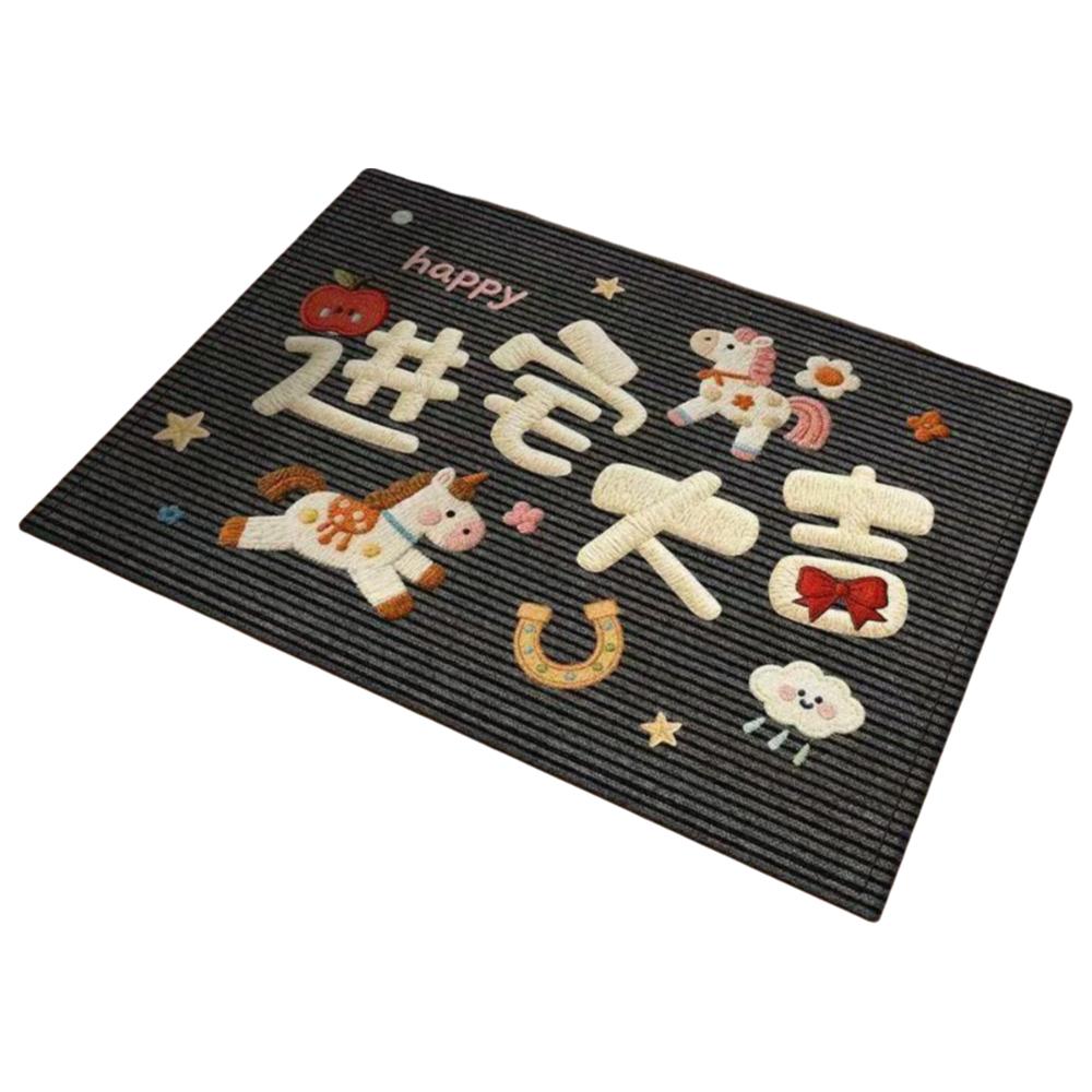 New Horse Pattern New Year Door Mat Red Door Carpet Soft Water Absorption Blanket Home Decorations