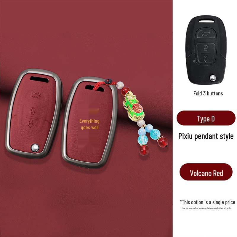 Genuine Leather Metal Key Holder for Southeast Lingzhi V5 V6 Folding Remote Key