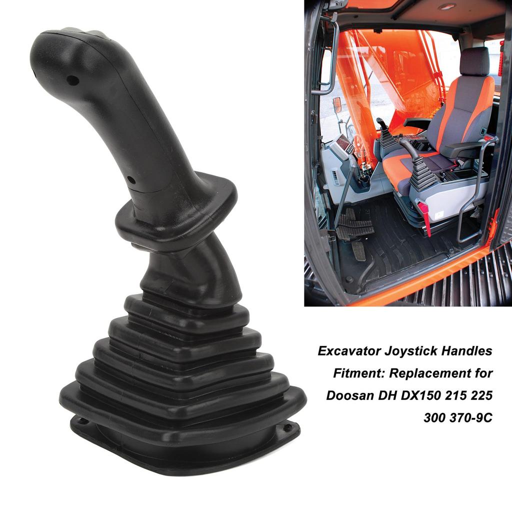 2-Piece 3-Button Joystick Handle with Dust Cover Replacement for Doosan DH DX150 215 225 300 370-9C Excavator Joystick Assembly Handle Gear, Black