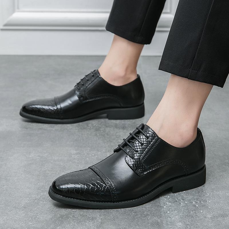 Men's Shoes Large Size White Leather Shoes Men's Spring and Autumn Men's Business Dress Small Leather Shoes Size 38-46 British Wedding Shoes