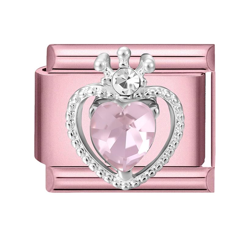 Fashion Zircon Pink Butterfly Star Bow Flower Rabbit Italian Charm Links Fit 9MM Stainless Steel Bracelet Women DIY Making Gift