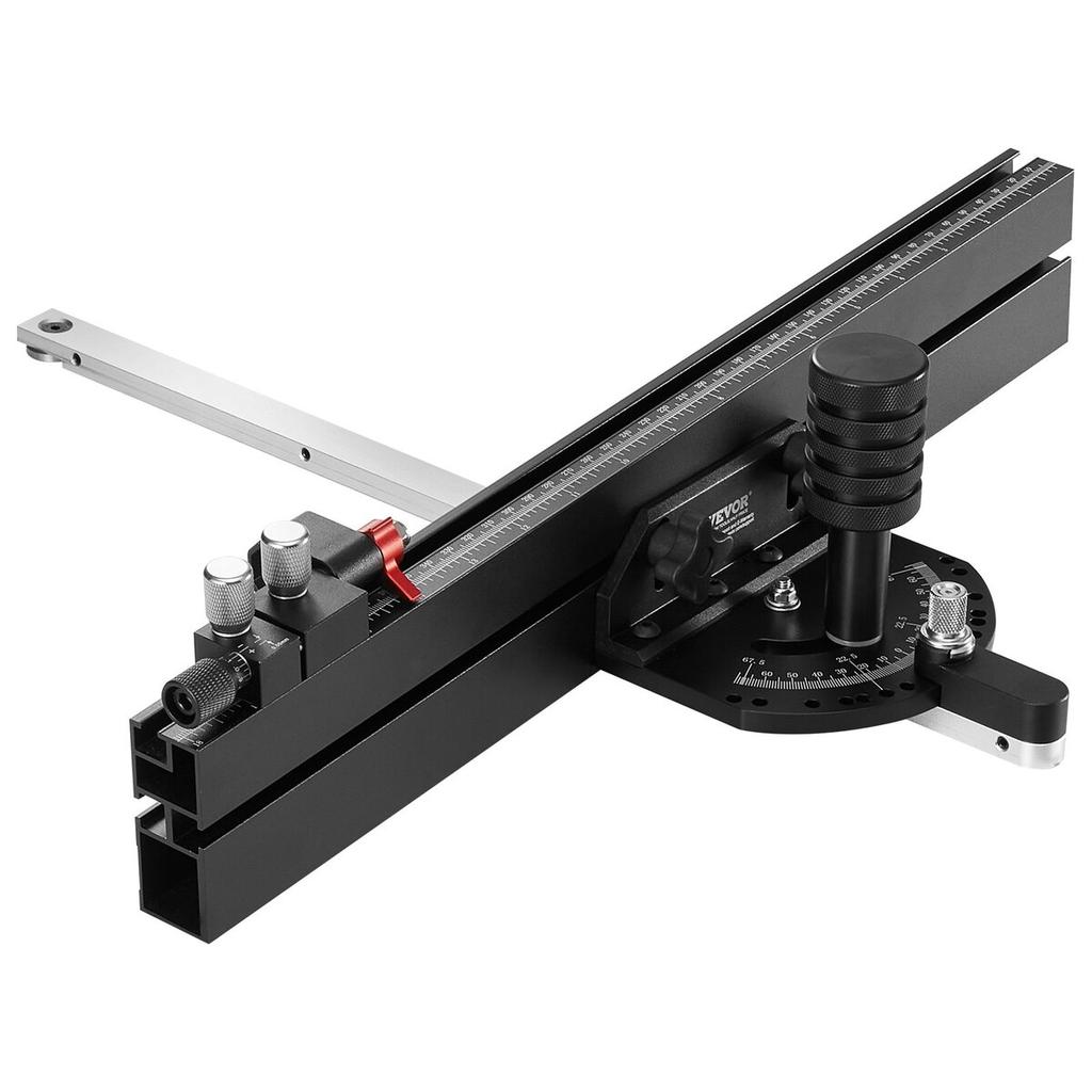 Precision Miter Gauge, Standard Slot 19 X 9.5 Mm, Aluminum Alloy Table Saw Miter Gauge with 45.7 Cm Grating 15 Angle Stops Adjustable Spring Loaded