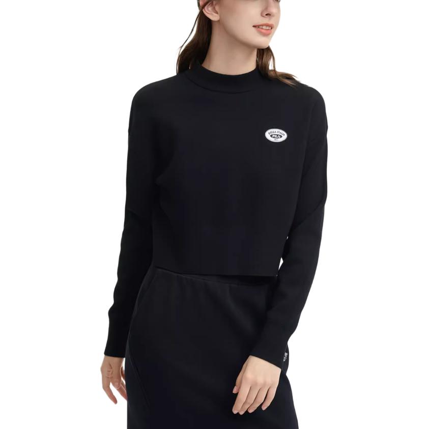Fila Original Fashion Casual Comfortable Short Pullover Knit Sweater Women Sweater Black F51W449401F-BK