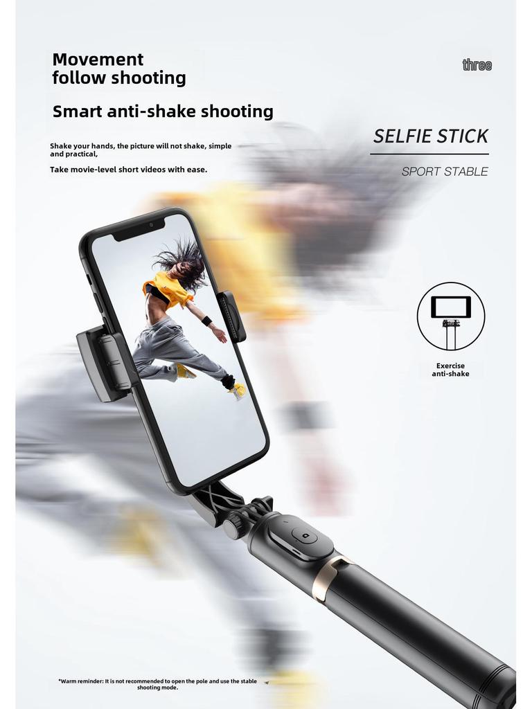 CYKE Håndholdt Gimbal Stabilisator: Uttrekkbar selfiestang, skrivebordsmobilholder, anti-riste live-stativ