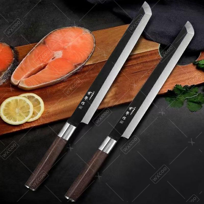 WXCOO Professional Kitchen Knife Japanese Salmon Knife Stainless Steel Fish Fillet Knife for Slicing Sushi Cooking